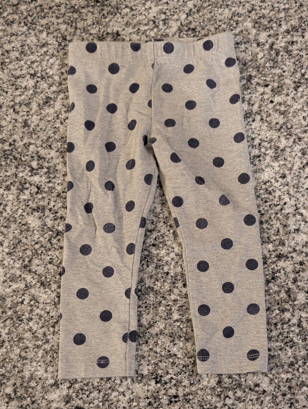 Kids Grey Leggings with Navy Polka Dots